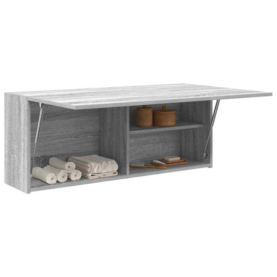 vidaXL Badkamerwandkast 100x25x40 cm bewerkt hout grijs sonoma eiken vidaXL Badkamerwandkast 100x25x40 cm bewerkt hout grijs sonoma eiken afbeelding 1