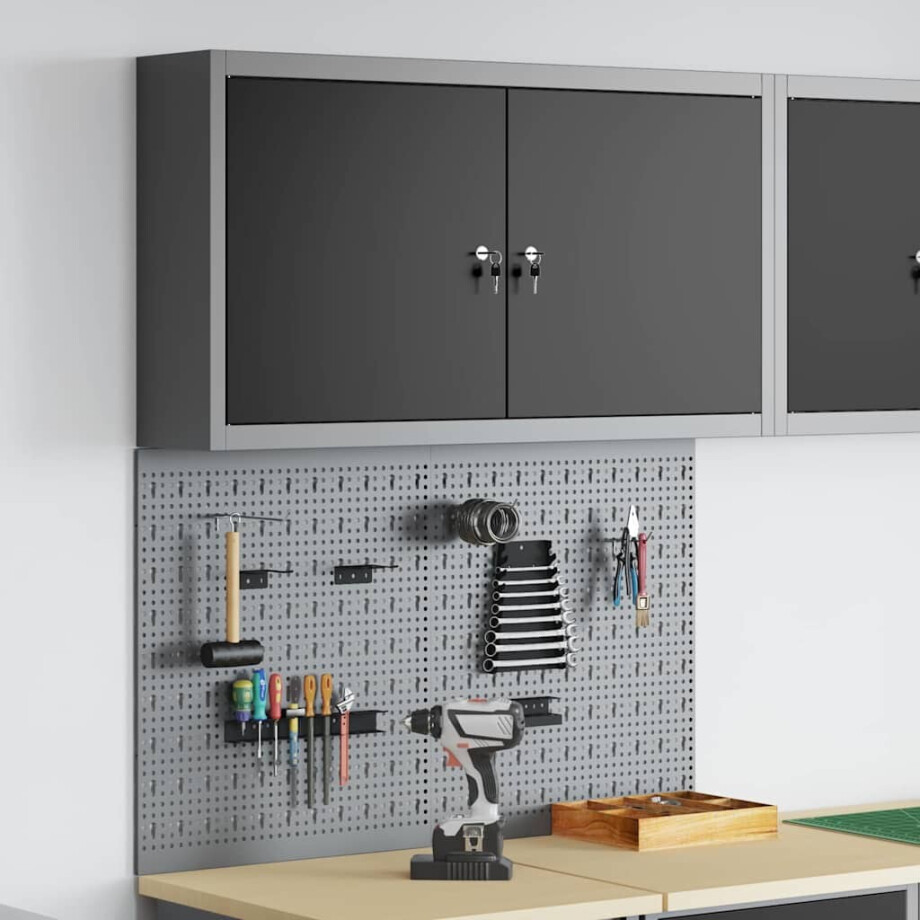 vidaXL Gereedschapskast set met plank 3 pcs Zwart Gepoedercoat staal afbeelding 1
