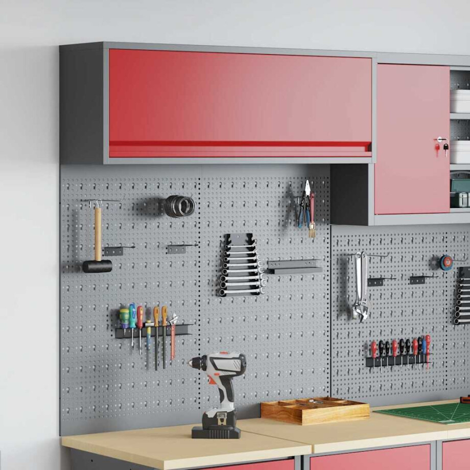 vidaXL Gereedschapskast set met plank 3 pcs Rood Gepoedercoat staal afbeelding 1