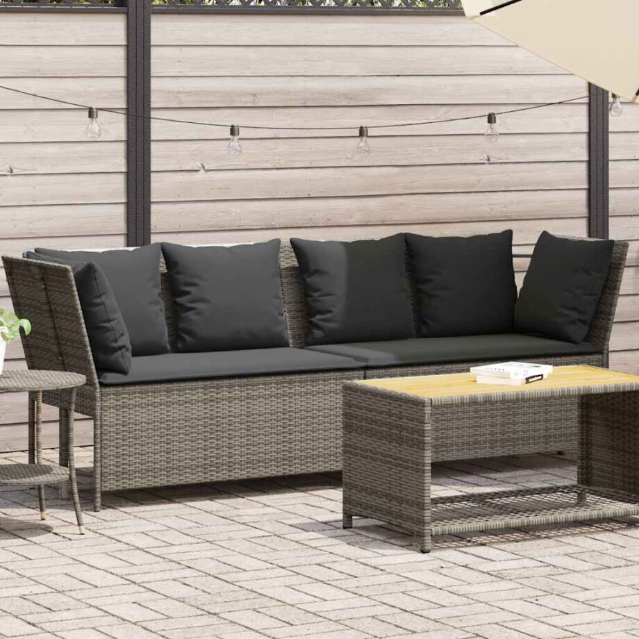 vidaXL Tuinbank met kussens poly rattan grijs vidaXL Tuinbank met kussens poly rattan grijs afbeelding 1