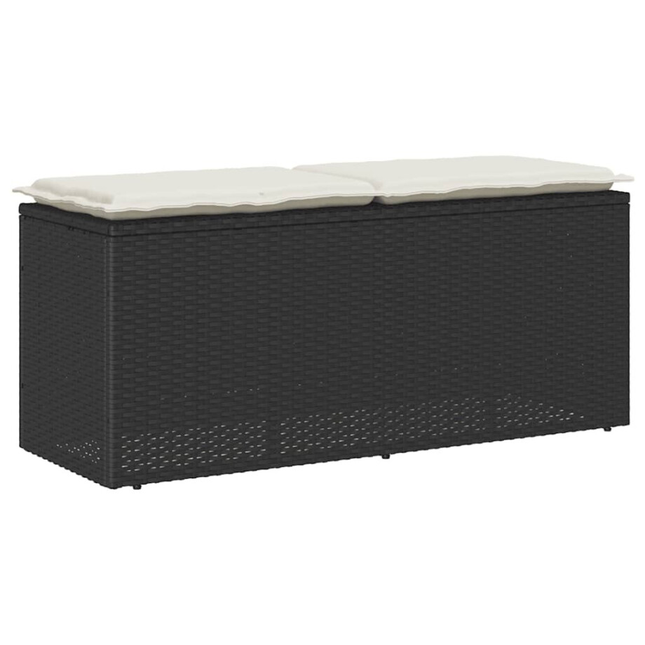 vidaXL Tuinbank met kussen 110x40x44 cm poly rattan zwart afbeelding 1