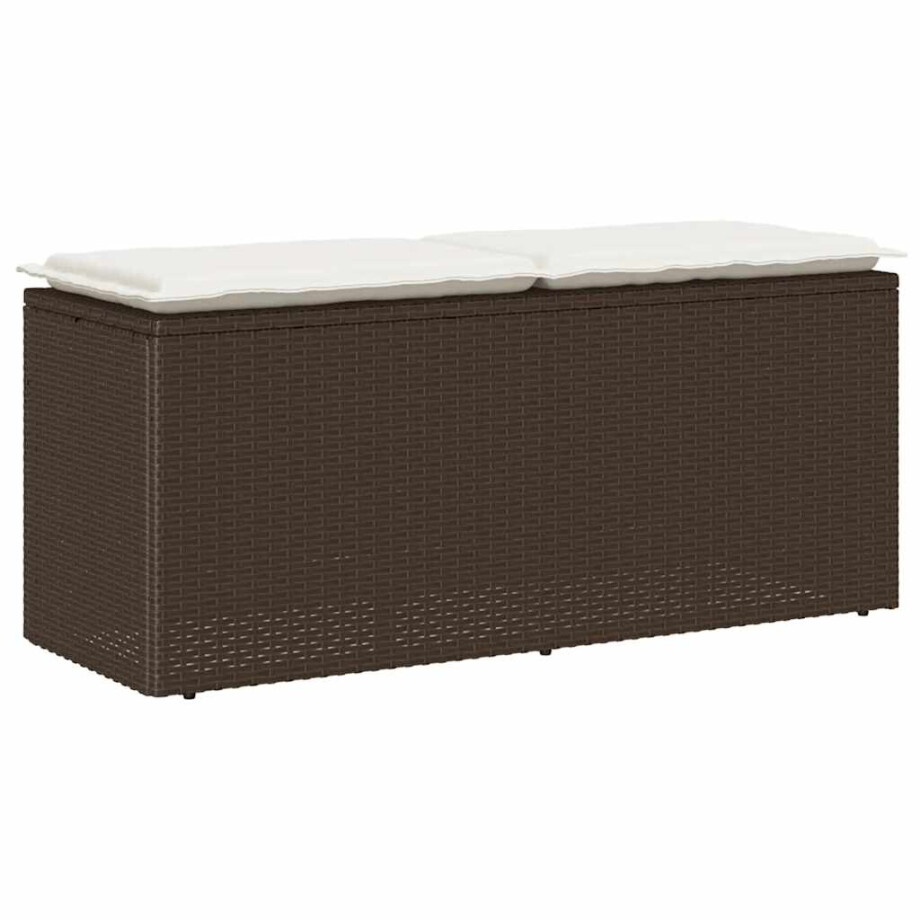 vidaXL Tuinbank met kussen 110x40x44 cm poly rattan bruin afbeelding 1