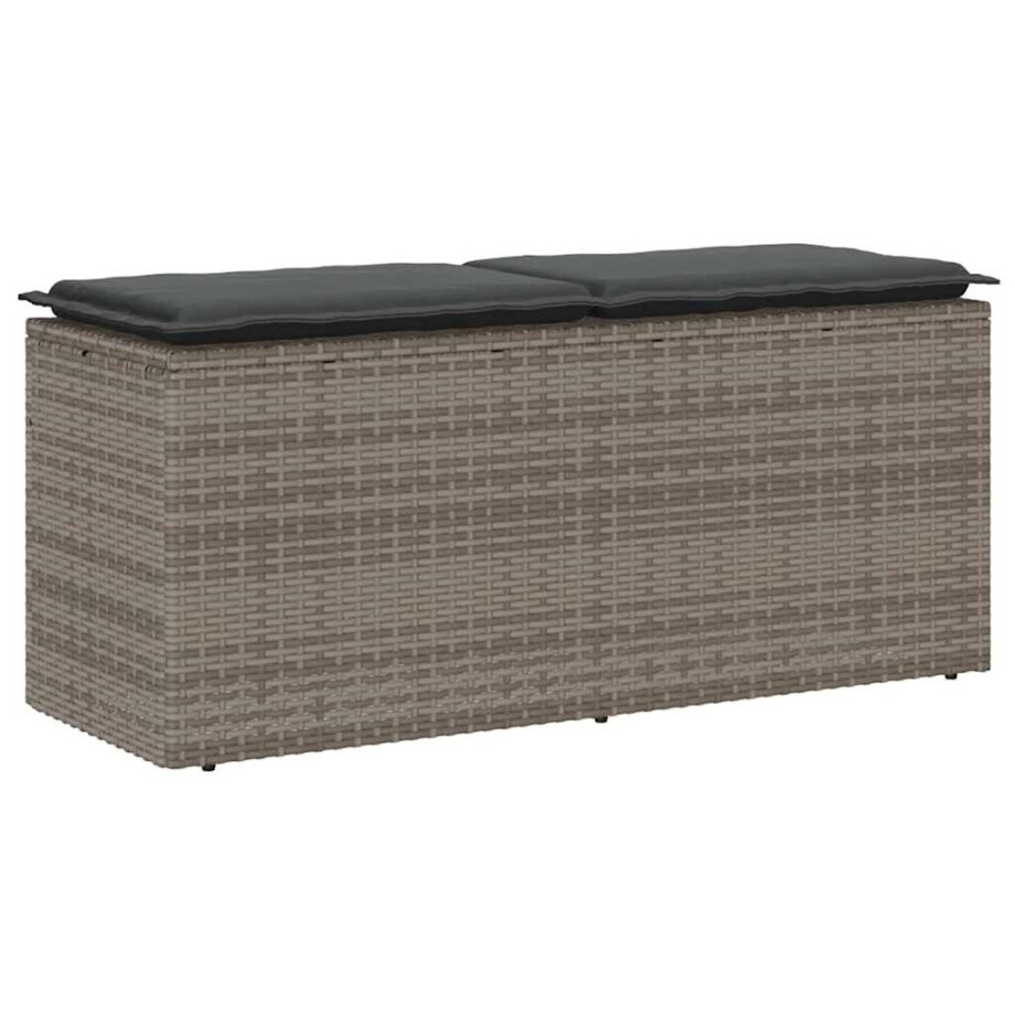vidaXL Tuinbank met kussen 110x40x44 cm poly rattan grijs vidaXL Tuinbank met kussen 110x40x44 cm poly rattan grijs afbeelding 1