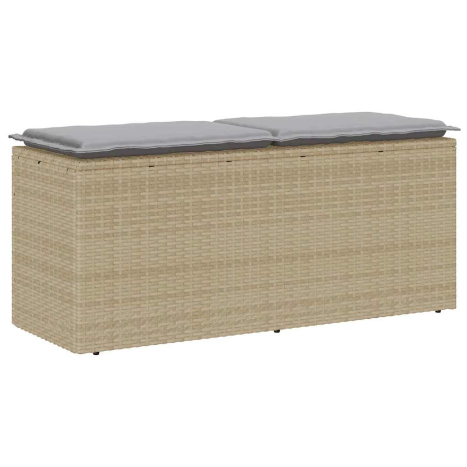 vidaXL Tuinbank met kussen 110x40x44 cm poly rattan beige afbeelding 1