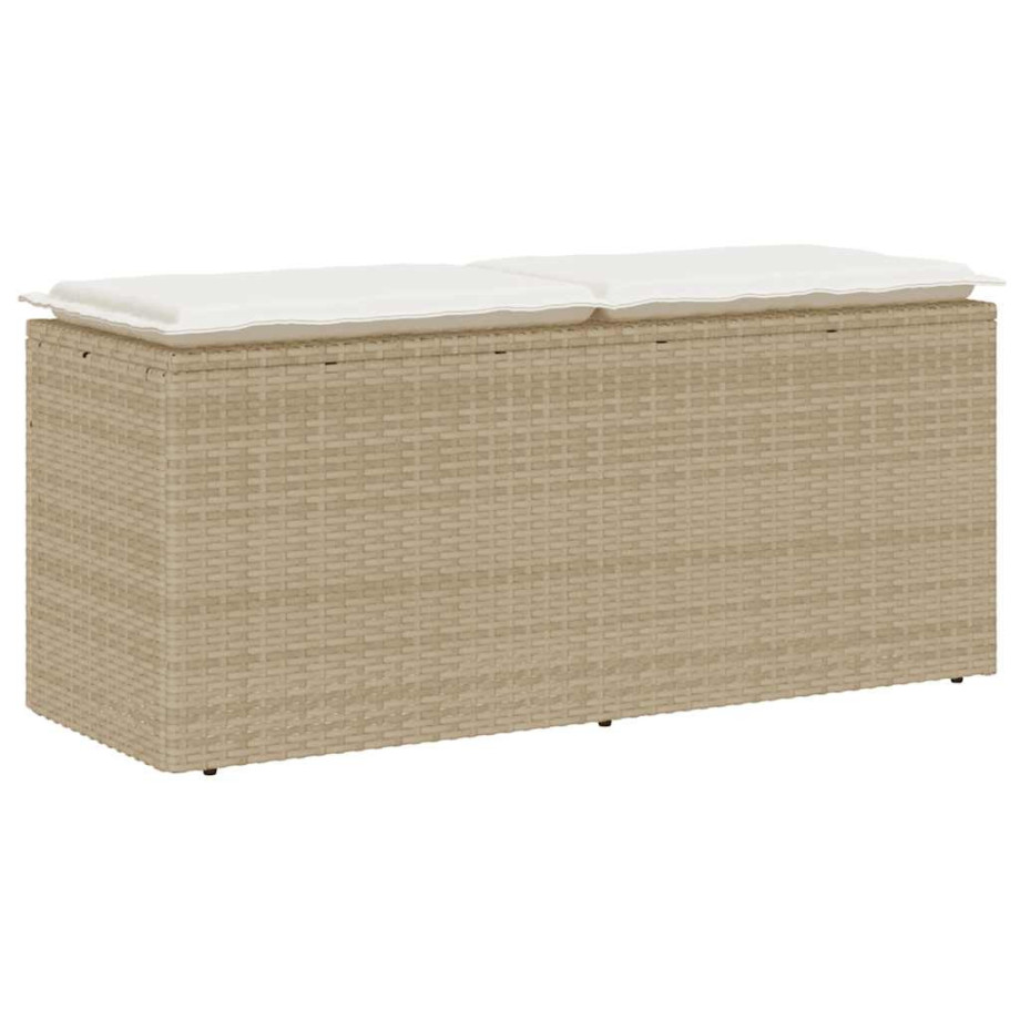 vidaXL Tuinbank met kussen 110x40x44 cm poly rattan beige afbeelding 1