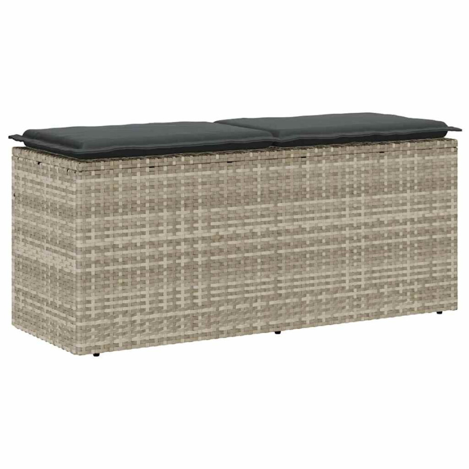vidaXL Tuinbank met kussen 110x40x44 cm poly rattan lichtgrijs afbeelding 1