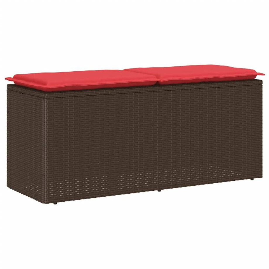 vidaXL Tuinbank met kussen 110x40x44 cm poly rattan bruin afbeelding 1