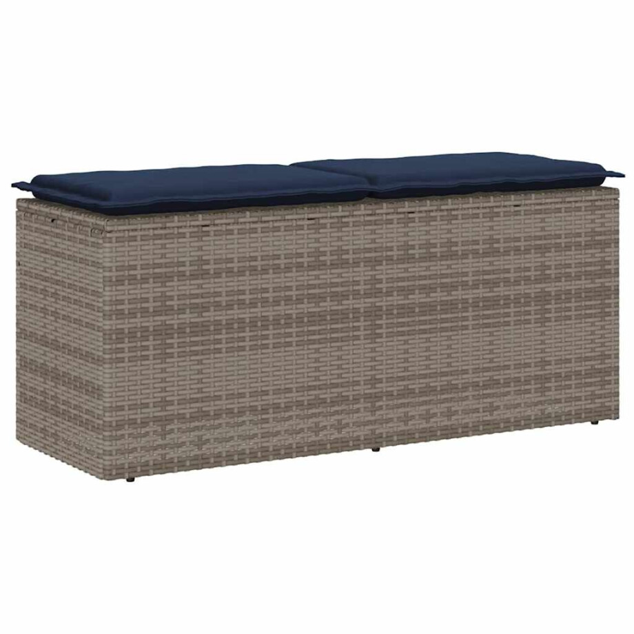vidaXL Tuinbank met kussen 110x40x44 cm poly rattan grijs vidaXL Tuinbank met kussen 110x40x44 cm poly rattan grijs afbeelding 1