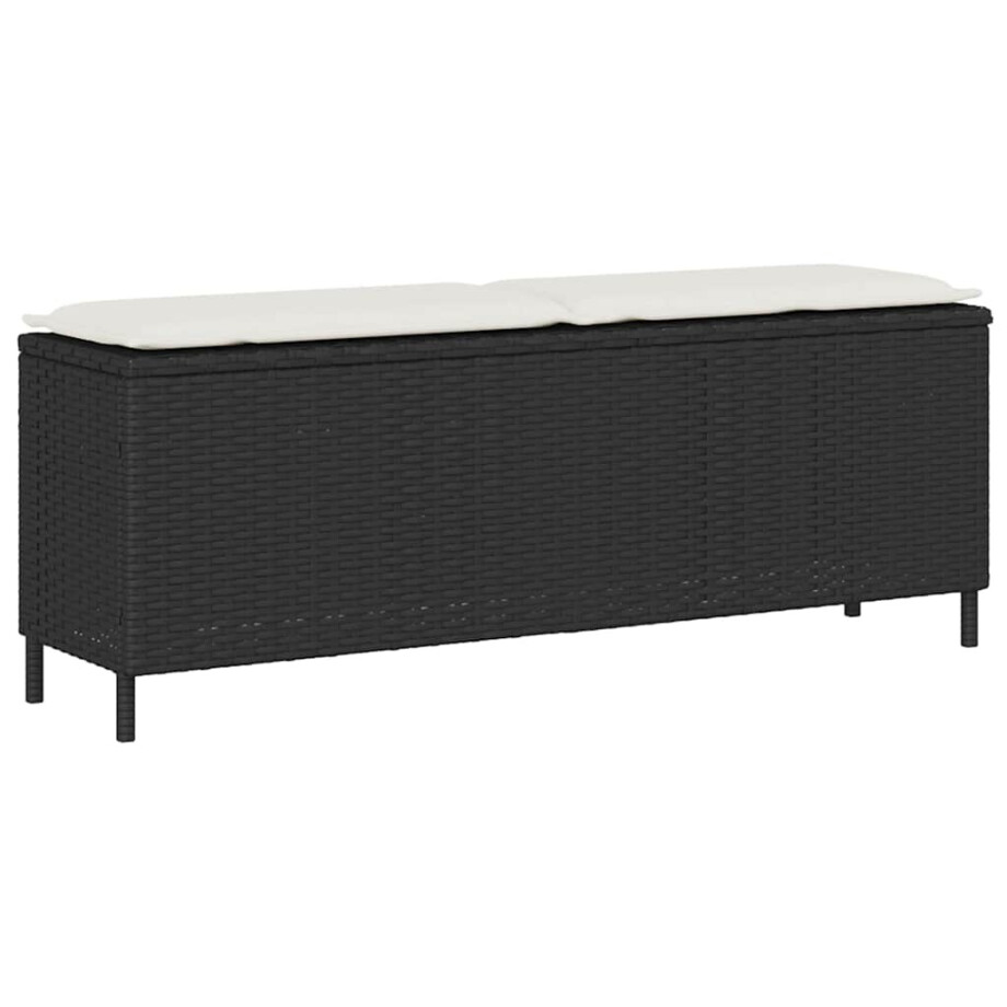 vidaXL Tuinbank met kussen 110x30x40,5 cm poly rattan zwart afbeelding 1