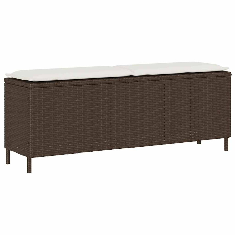 vidaXL Tuinbank met kussen 110x30x40,5 cm poly rattan bruin afbeelding 1