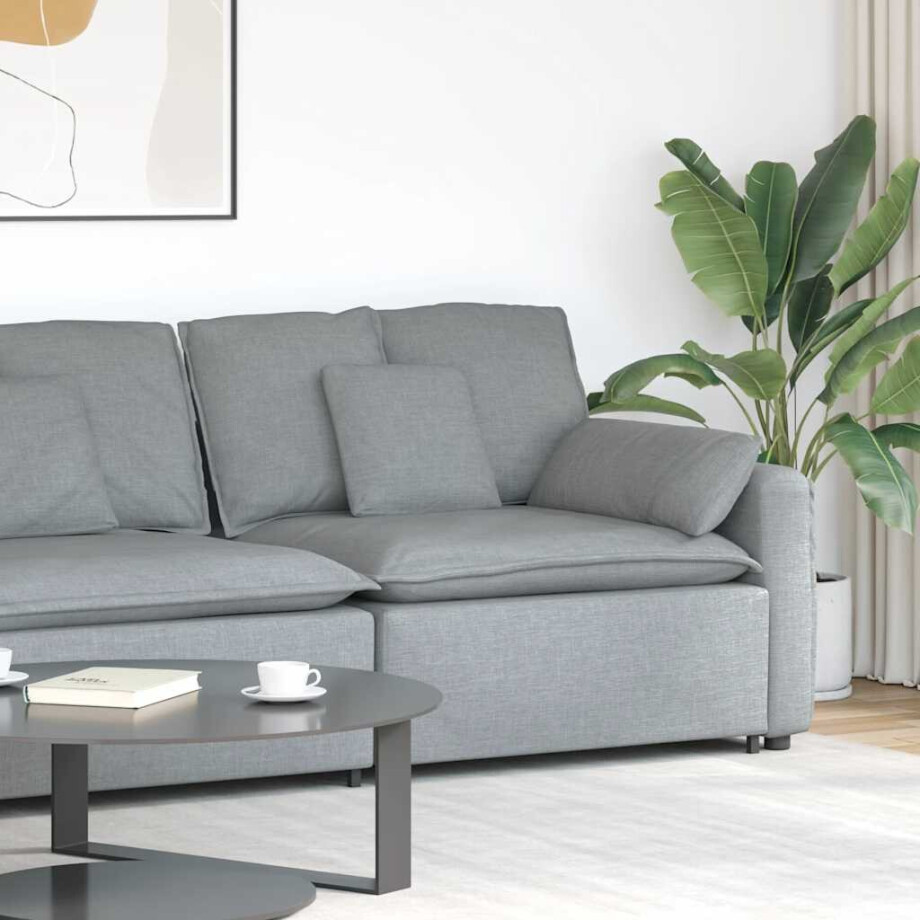 vidaXL Modulaire bank Armleuning eindmodule met kussens 100 cm afbeelding 1