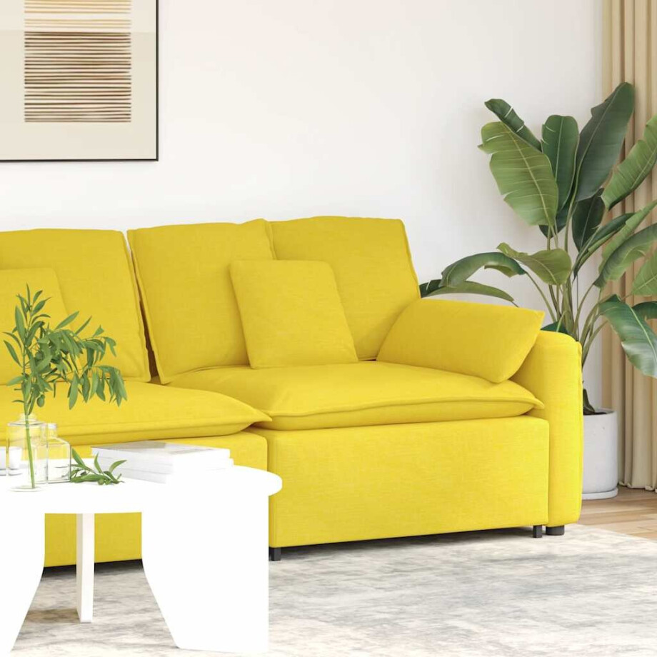 vidaXL Modulaire bank Armleuning eindmodule met kussens 100 cm afbeelding 1