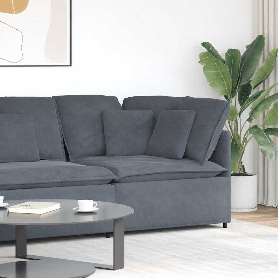 vidaXL Modulaire hoekbank met kussens 100 cm donkergrijs vidaXL Modulaire hoekbank met kussens 100 cm donkergrijs afbeelding 1