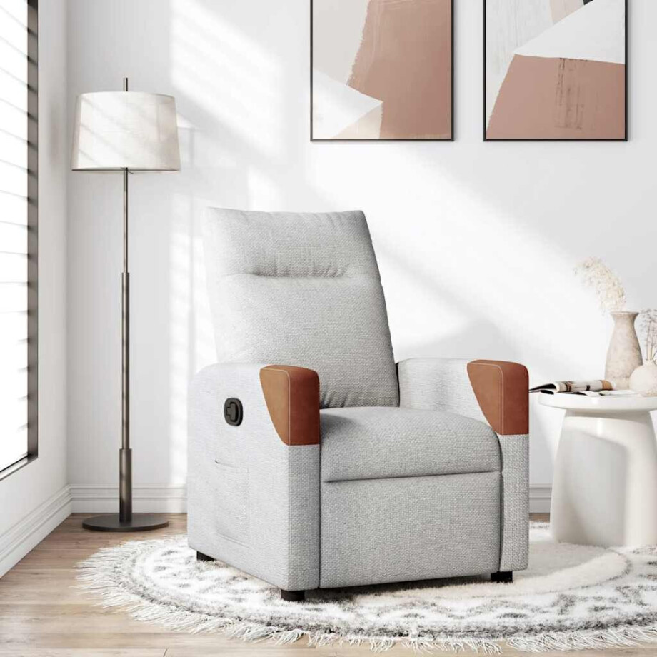 vidaXL Fauteuil verstelbaar stof wolk grijs afbeelding 1