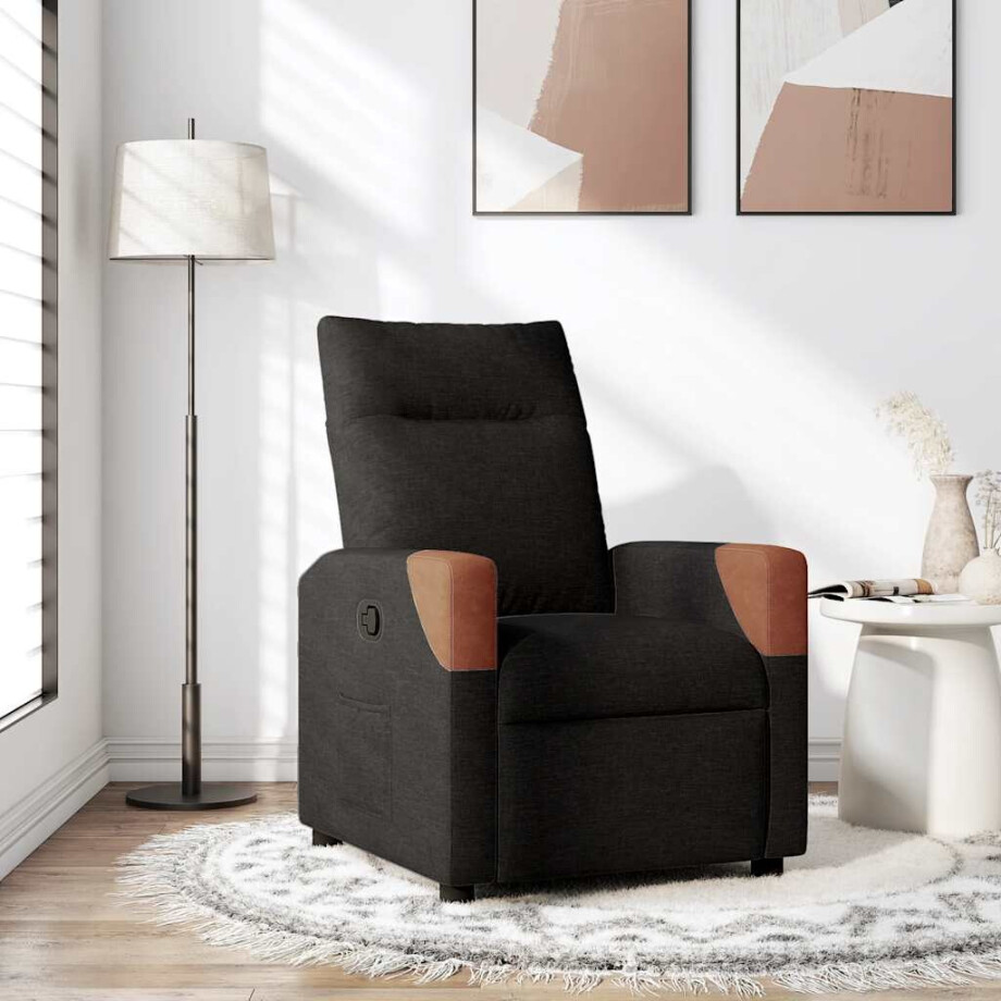 vidaXL Fauteuil verstelbaar stof zwart vidaXL Fauteuil verstelbaar stof zwart afbeelding 1