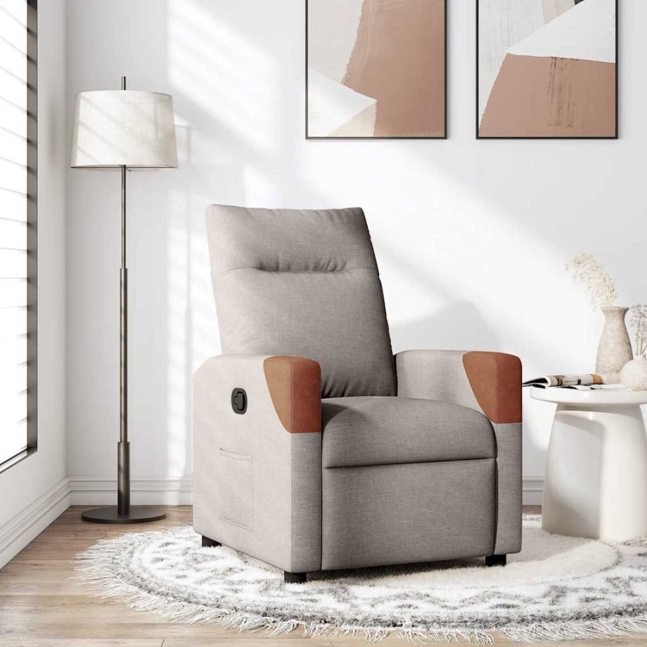 vidaXL Fauteuil verstelbaar stof taupe afbeelding 1