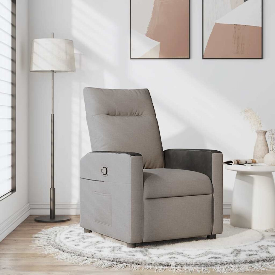 vidaXL Fauteuil verstelbaar stof taupe afbeelding 1