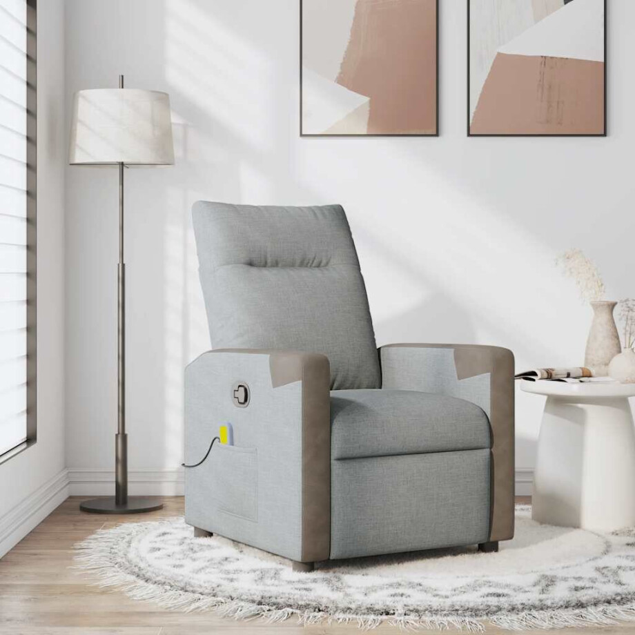 vidaXL Massagestoel verstelbaar stof lichtgrijs vidaXL Massagestoel verstelbaar stof lichtgrijs afbeelding 1