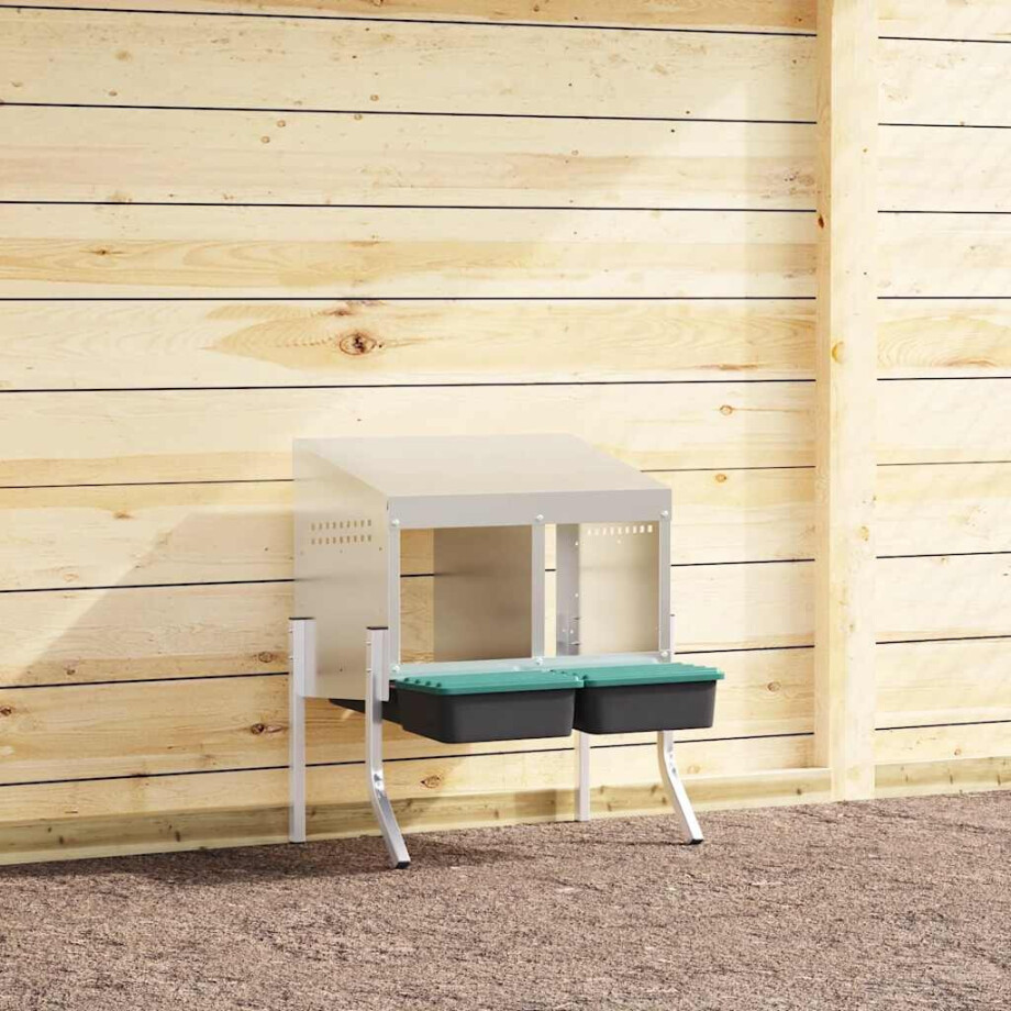 vidaXL Kippennestkast 2 compartimenten met poten gegalvaniseerd staal vidaXL Kippennestkast 2 compartimenten met poten gegalvaniseerd staal afbeelding 1