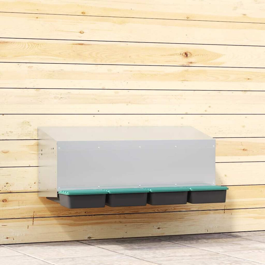 vidaXL Kippennestkast 4 compartimenten wandmontage gegalvaniseerd staal vidaXL Kippennestkast 4 compartimenten wandmontage gegalvaniseerd staal afbeelding 1
