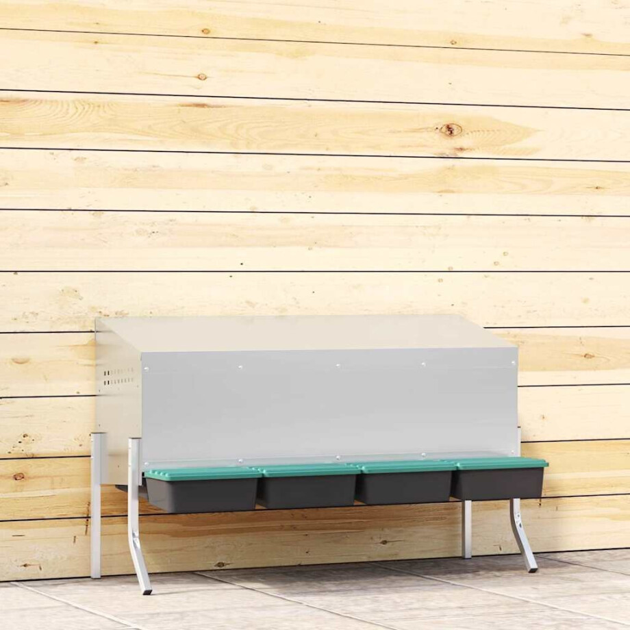 vidaXL Kippennestkast 4 compartimenten met poten gegalvaniseerd staal vidaXL Kippennestkast 4 compartimenten met poten gegalvaniseerd staal afbeelding 1