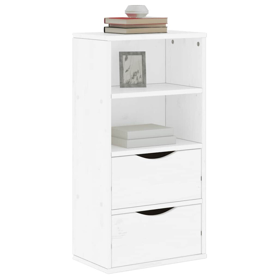 vidaXL Bijzetkast met lades ODDA 40x24x79 cm massief grenenhout wit afbeelding 1