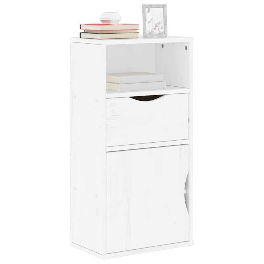 vidaXL Bijzetkast met lade ODDA 40x24x79 cm massief grenenhout wit afbeelding 1