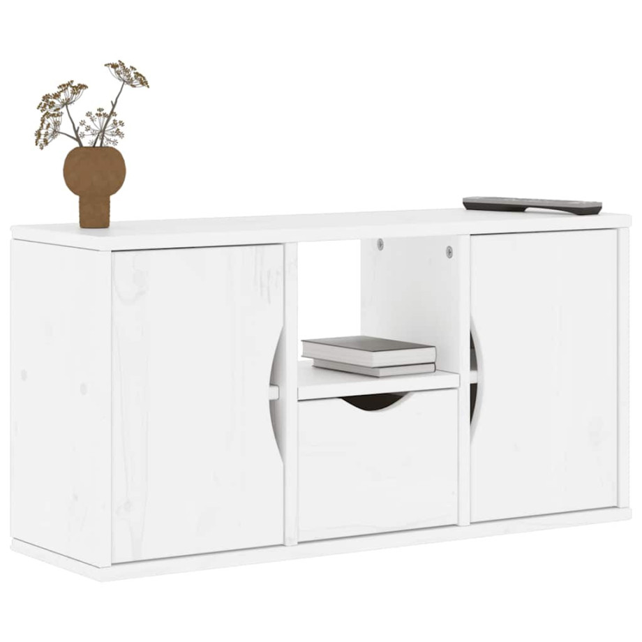 vidaXL Tv-meubel met lade ODDA 79x24x40 cm massief grenenhout wit vidaXL Tv-meubel met lade ODDA 79x24x40 cm massief grenenhout wit afbeelding 1