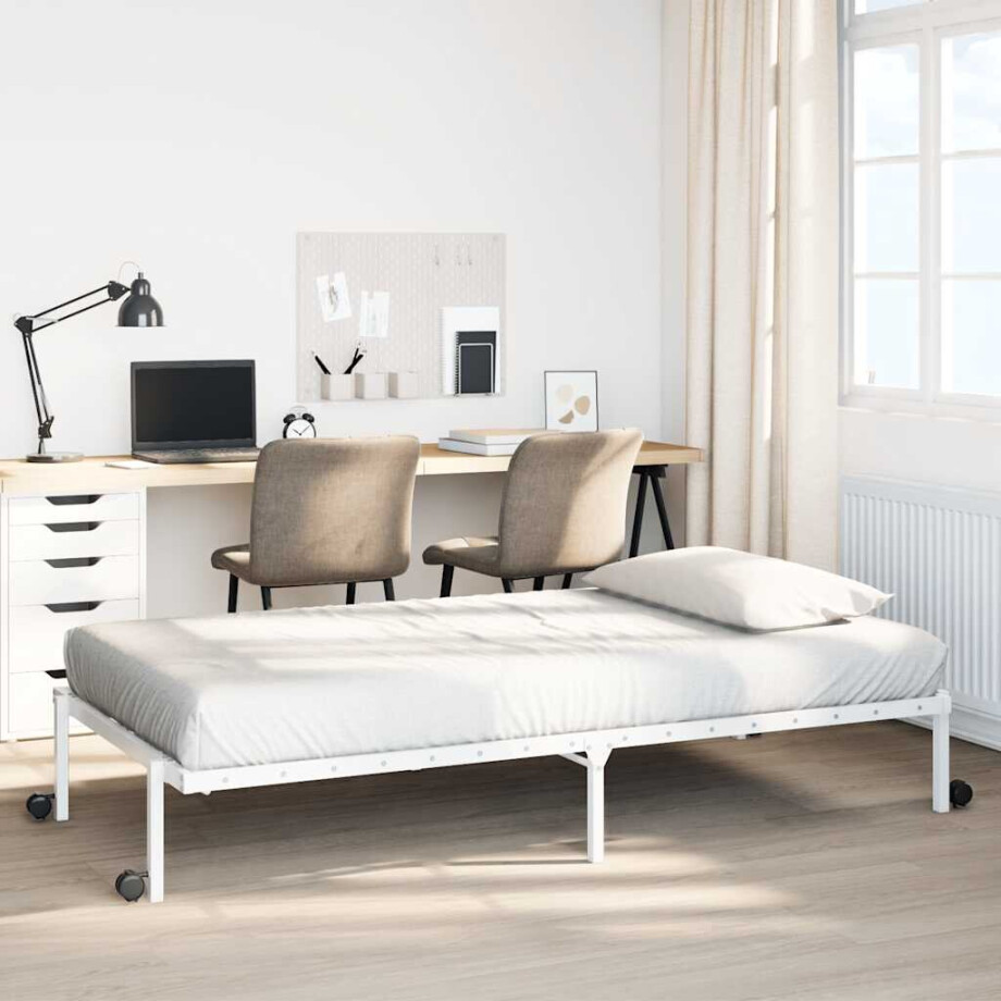 vidaXL Bedframe zonder matras opvouwbaar 80x200 cm staal wit vidaXL Bedframe zonder matras opvouwbaar 80x200 cm staal wit afbeelding 1
