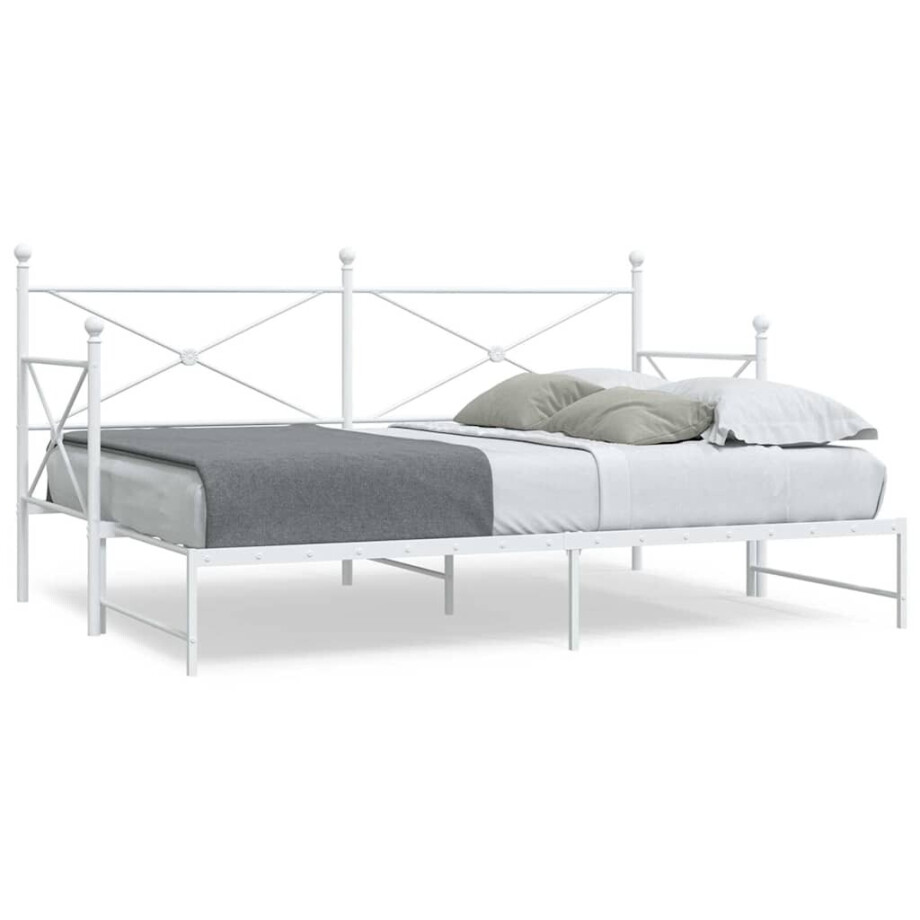 vidaXL Slaapbank met onderschuifbed zonder matras 75x190 cm staal wit vidaXL Slaapbank met onderschuifbed zonder matras 75x190 cm staal wit afbeelding 1