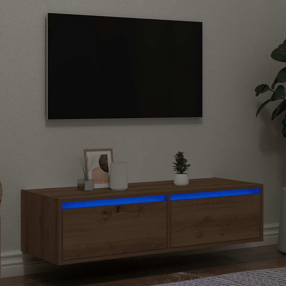 vidaXL Tv-meubel met LED-verlichting 100X35,5x25 cm artisanaal eiken afbeelding 1