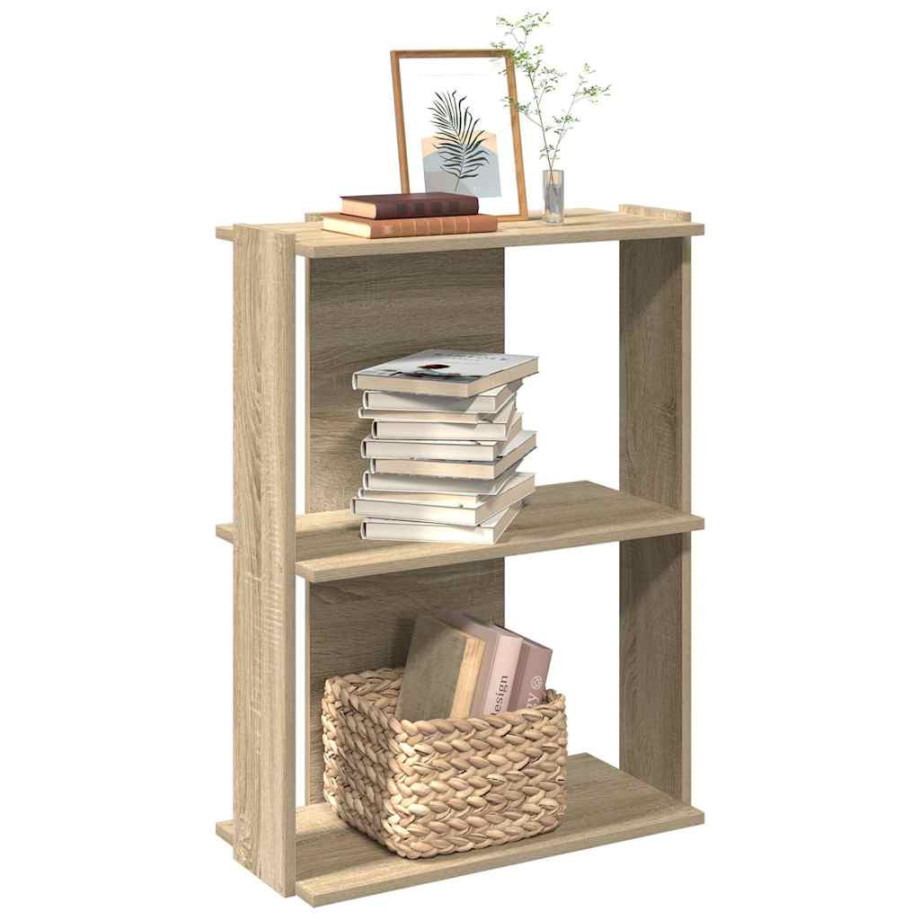 vidaXL Boekenkast 3-laags 60x30x80 cm bewerkt hout sonoma eikenkleurig afbeelding 1