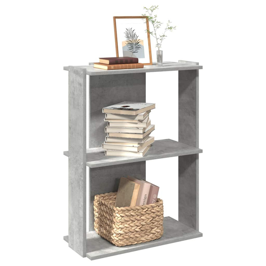 vidaXL Boekenkast 3-laags 60x30x80 cm bewerkt hout betongrijs vidaXL Boekenkast 3-laags 60x30x80 cm bewerkt hout betongrijs afbeelding 1