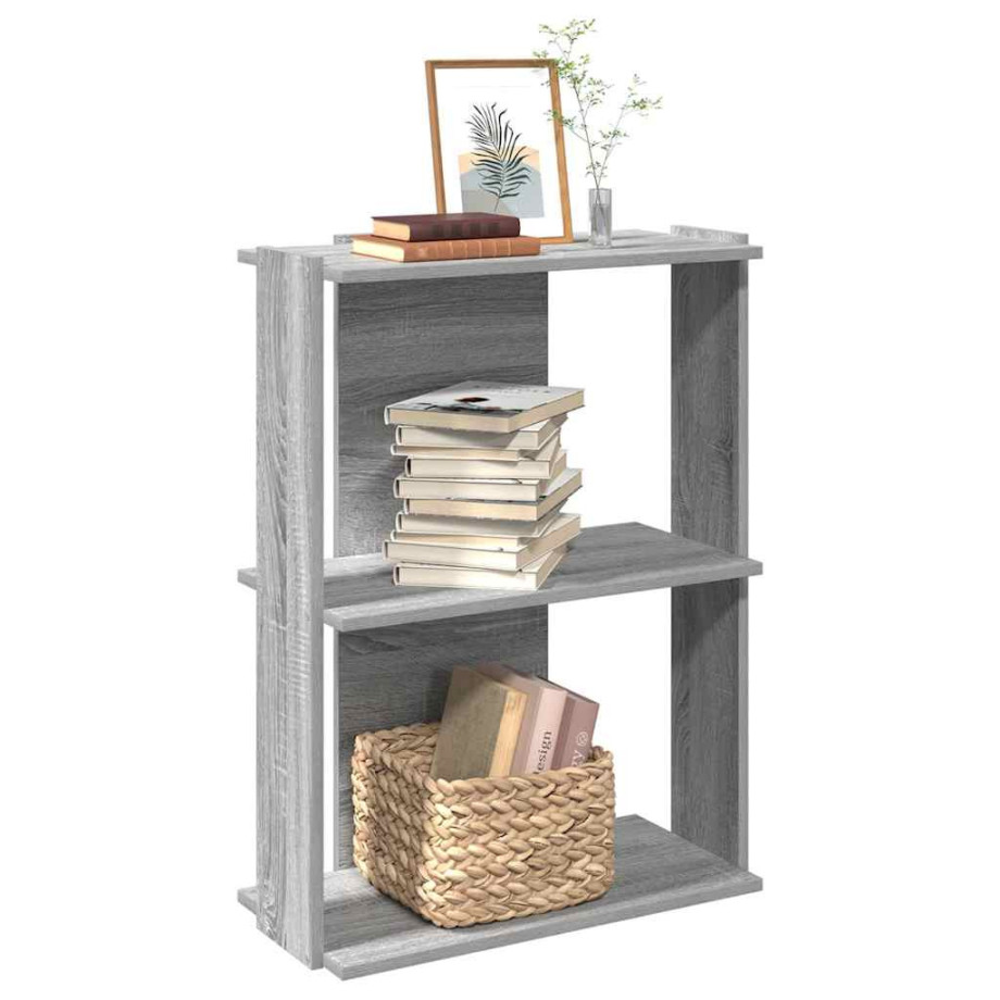 vidaXL Boekenkast 3-laags 60x30x80 cm bewerkt hout grijs sonoma eiken afbeelding 1