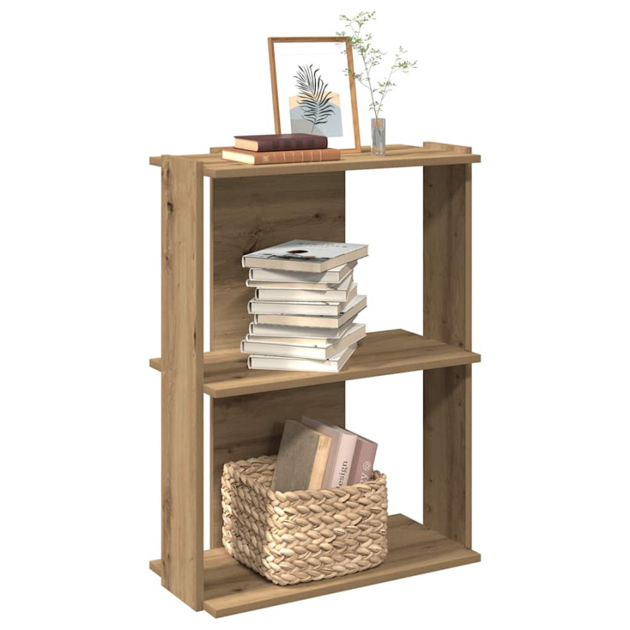 vidaXL Boekenkast 3-laags 60x30x80 cm bewerkt hout artisanaal eiken afbeelding 1