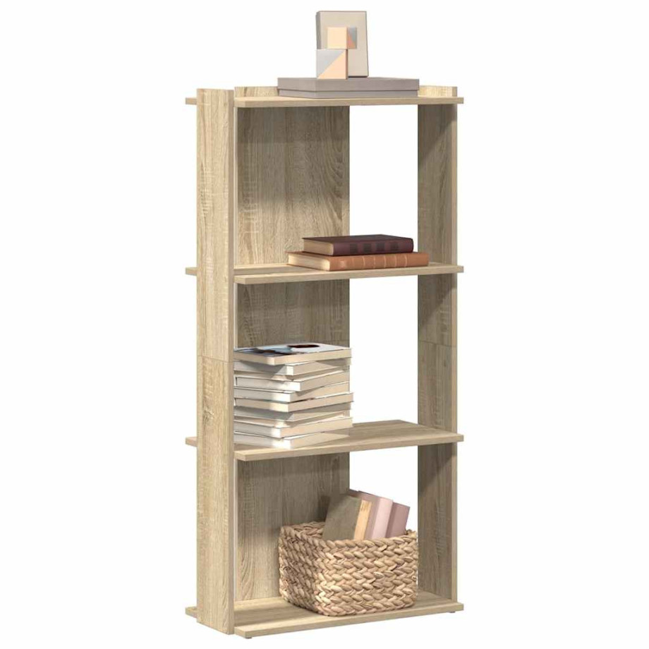 vidaXL Boekenkast 3-laags 60x30x120 cm bewerkt hout sonoma eikenkleur afbeelding 1