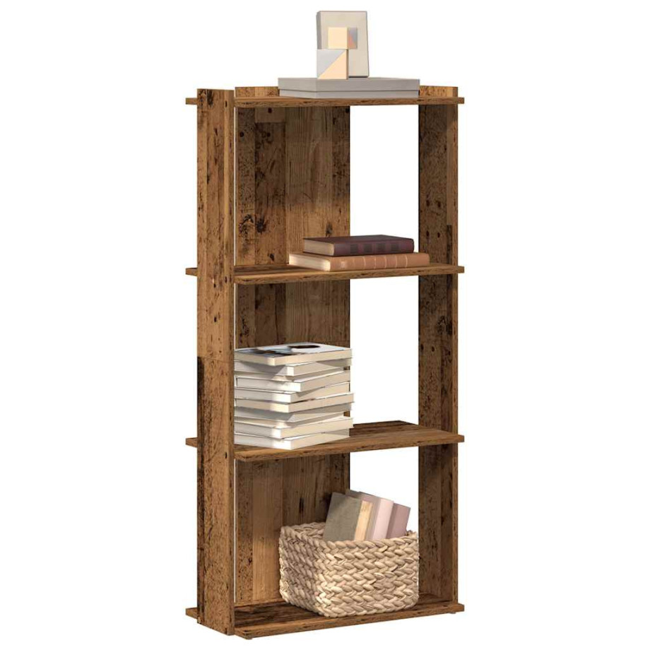 vidaXL Boekenkast 3-laags 60x30x120 cm bewerkt hout oud houtkleur afbeelding 1