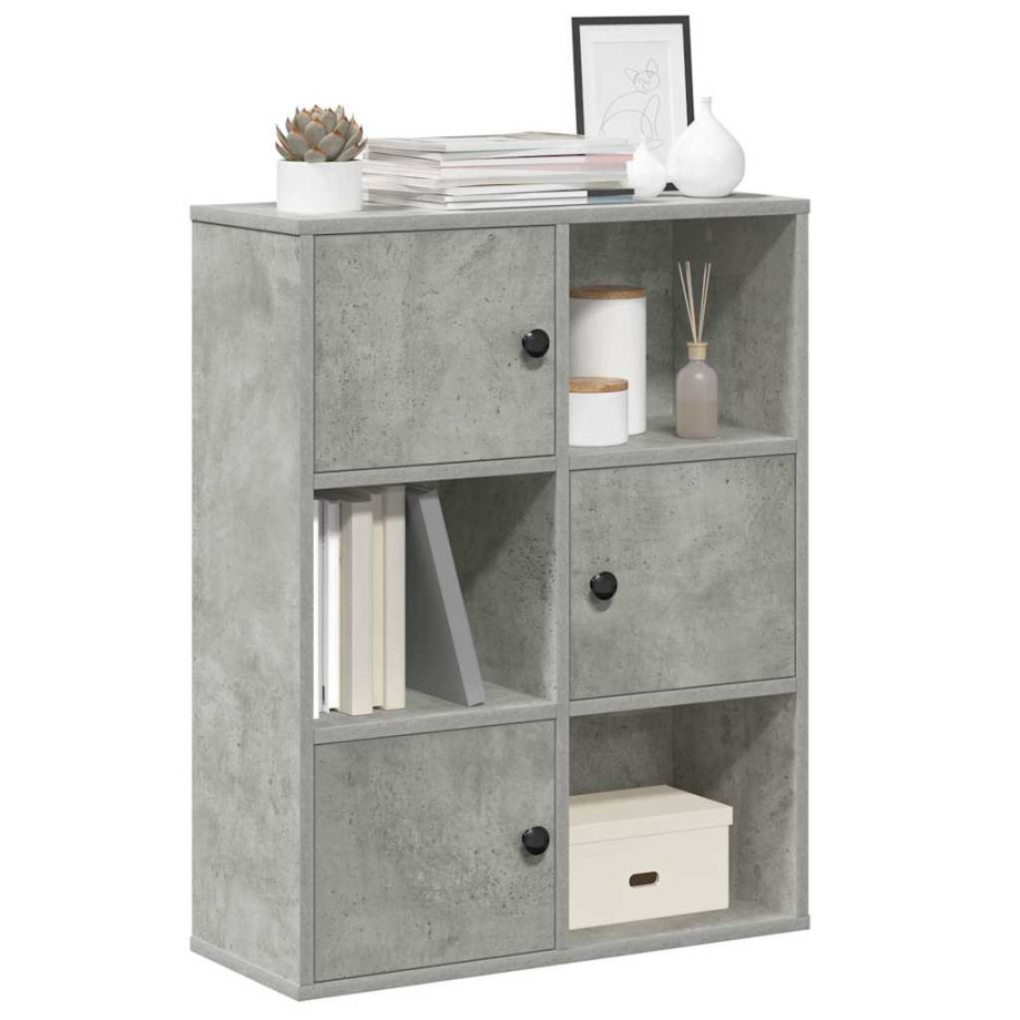 vidaXL Boekenkast 60x24x76,5 cm bewerkt hout betongrijs afbeelding 1