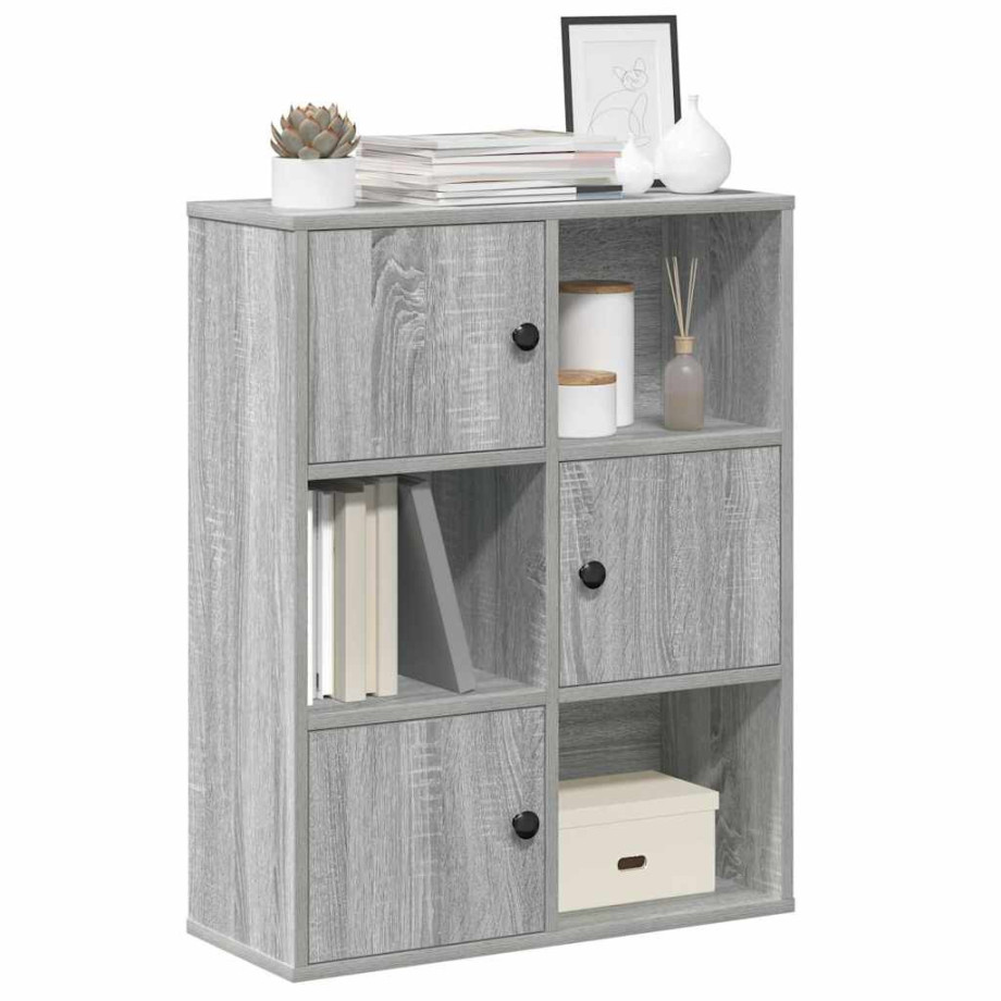 vidaXL Boekenkast 60x24x76,5 cm bewerkt hout grijs sonoma eikenkleurig afbeelding 1