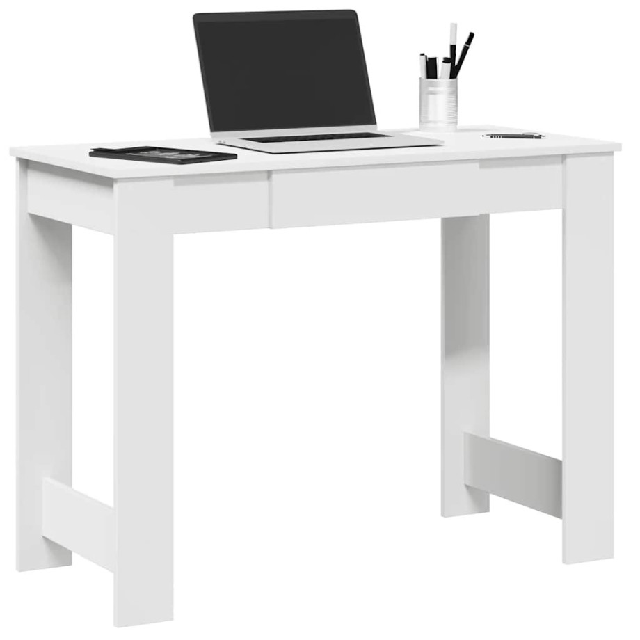 vidaXL Bureau 100x45x75 cm bewerkt hout wit afbeelding 1