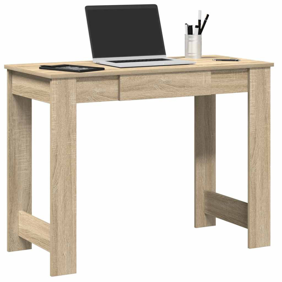 vidaXL Bureau 100x45x75 cm bewerkt hout sonoma eikenkleurig afbeelding 1