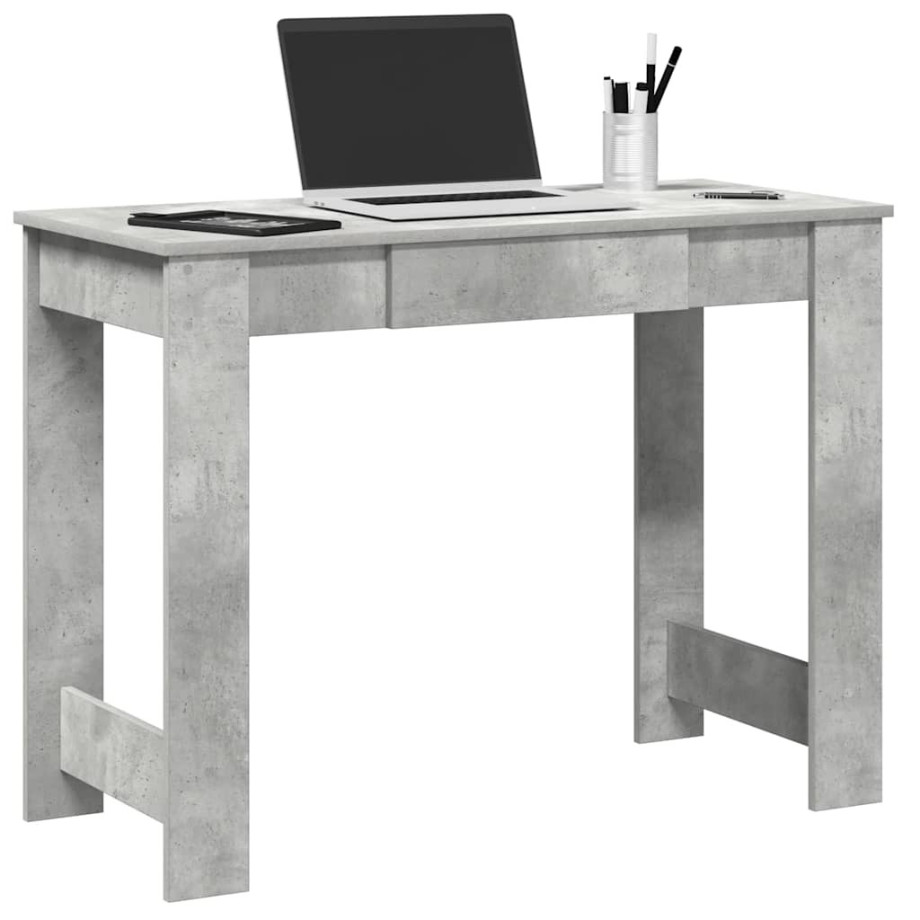 vidaXL Bureau 100x45x75 cm bewerkt hout betongrijs afbeelding 1