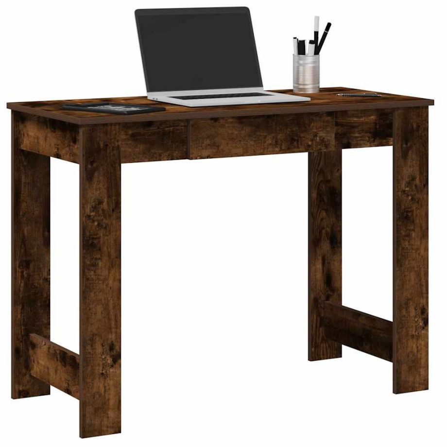 vidaXL Bureau 100x45x75 cm bewerkt hout gerookt eikenkleurig afbeelding 1