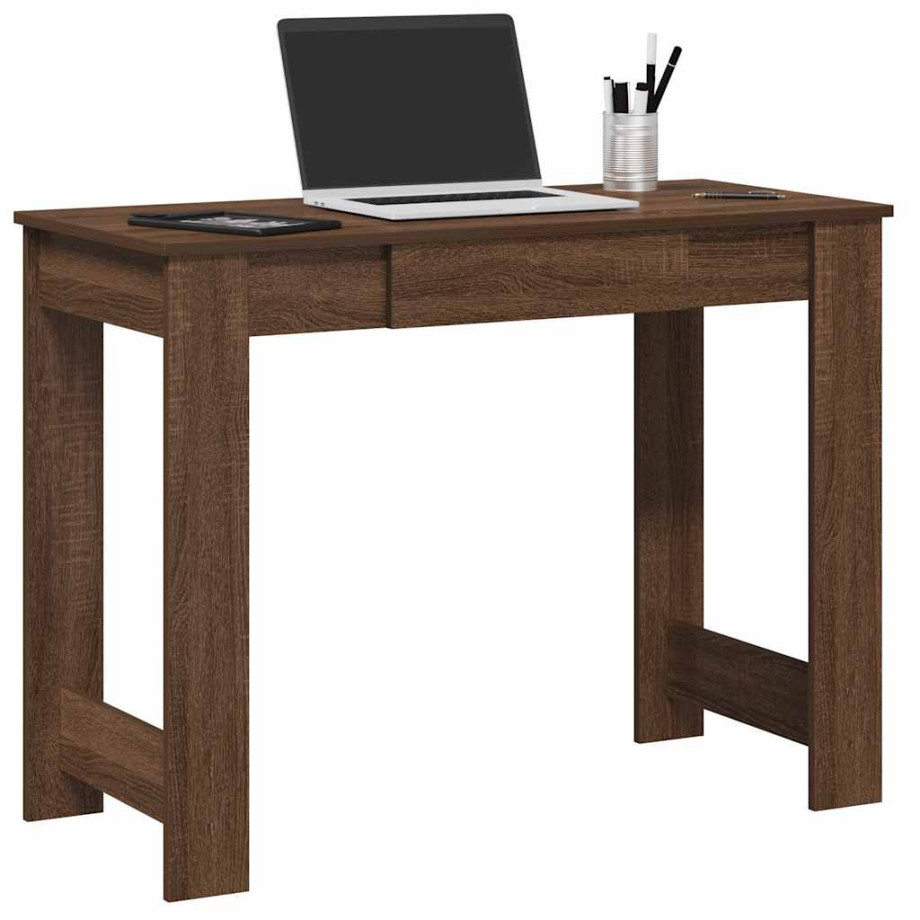 vidaXL Bureau 100x45x75 cm bewerkt hout bruin eikenkleur afbeelding 1