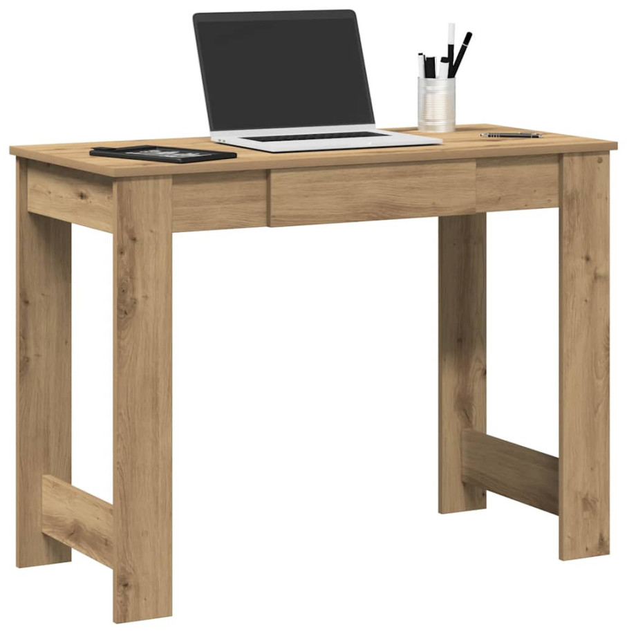 vidaXL Bureau 100x45x75 cm bewerkt hout artisanaal eikenkleur afbeelding 1