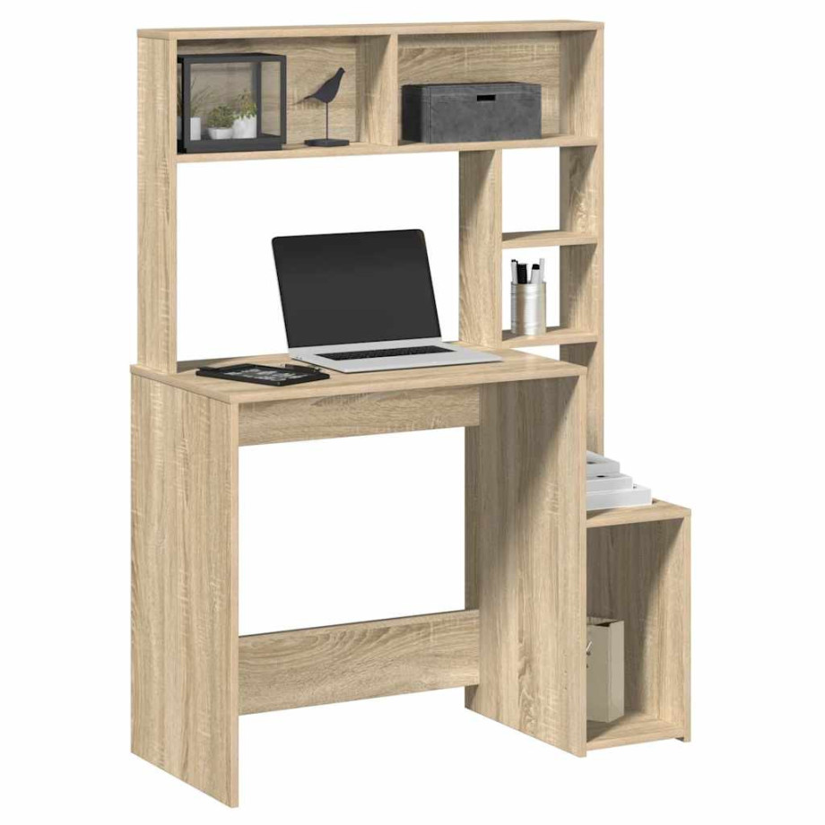 vidaXL Bureau met schappen 100x45x140 bewerkt hout sonoma eikenkleur afbeelding 1