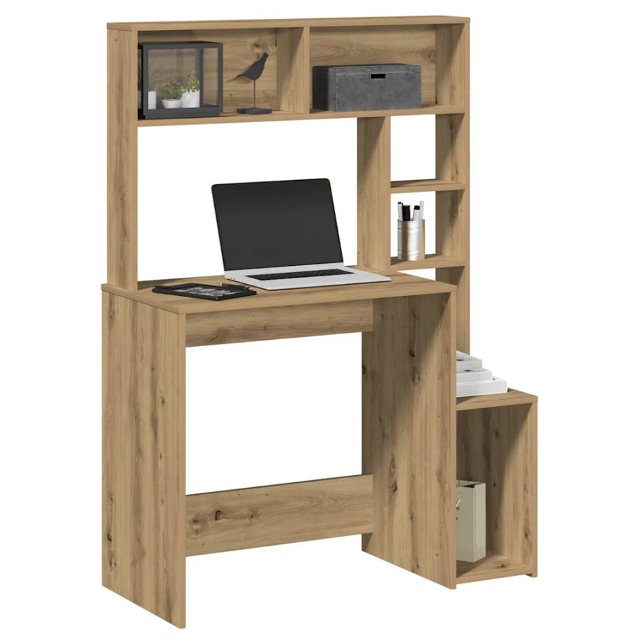 vidaXL Bureau met schappen 100x45x140 cm bewerkt hout artisanaal eiken afbeelding 1