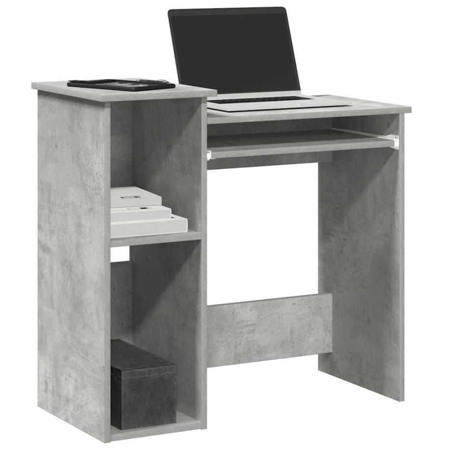 vidaXL Bureau met schappen 84x40x78 cm bewerkt hout betongrijs afbeelding 1