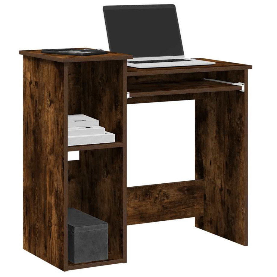 vidaXL Bureau met schappen 84x40x78 cm bewerkt hout gerookt eiken afbeelding 1