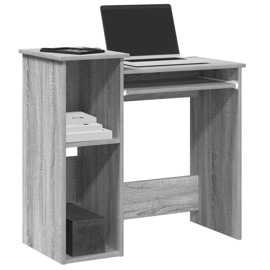 vidaXL Bureau met schappen 84x40x78 cm bewerkt hout grijs sonoma afbeelding 1